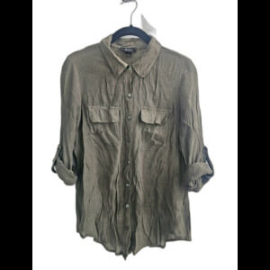 B Wear Women's Army Green M Button Up Shirt